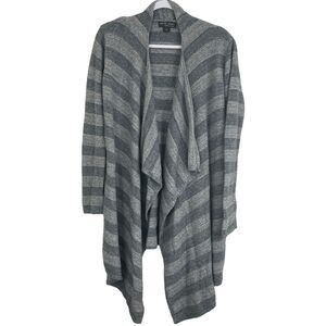 Barefoot Dreams Cardigan Size L/XL Bamboo Chic Lite Open Front Gray Striped